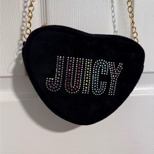 Juicy Black Heart-Shaped Bag with Gold Chain